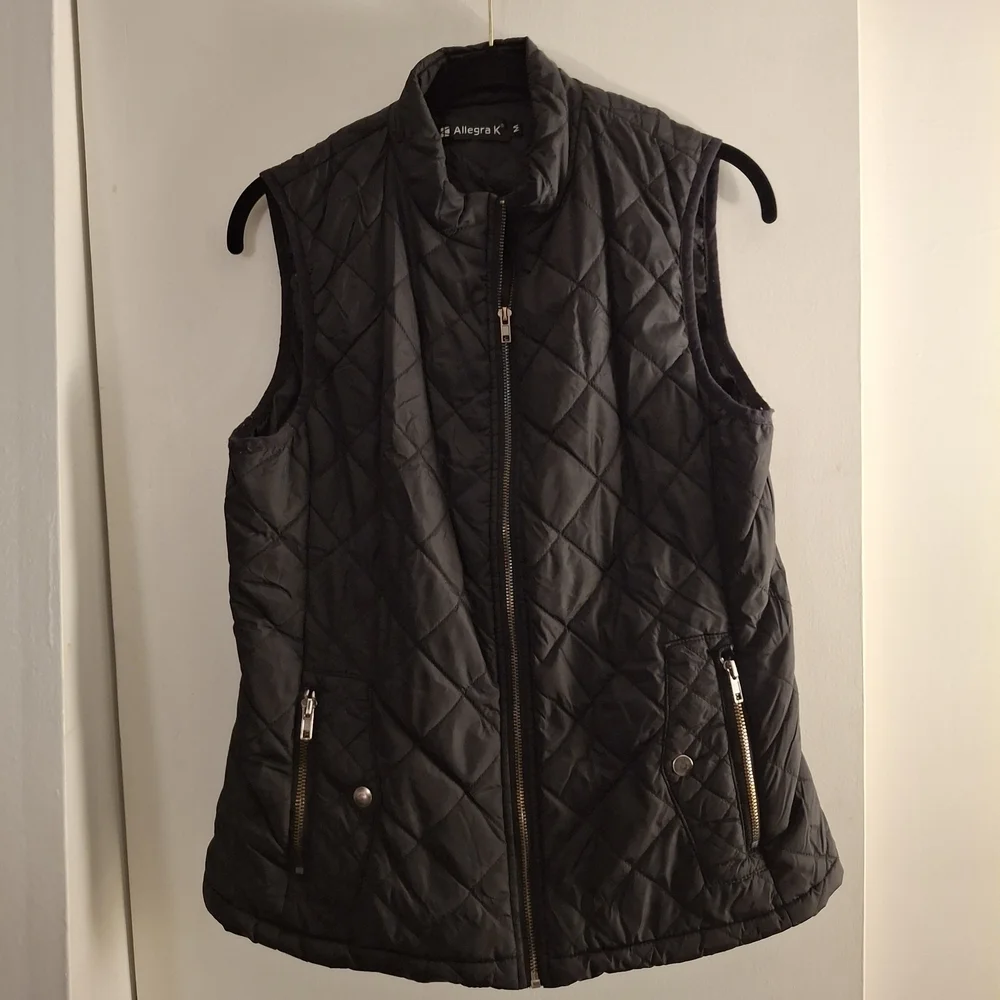 Allegra K Women's Black Quilted Vest